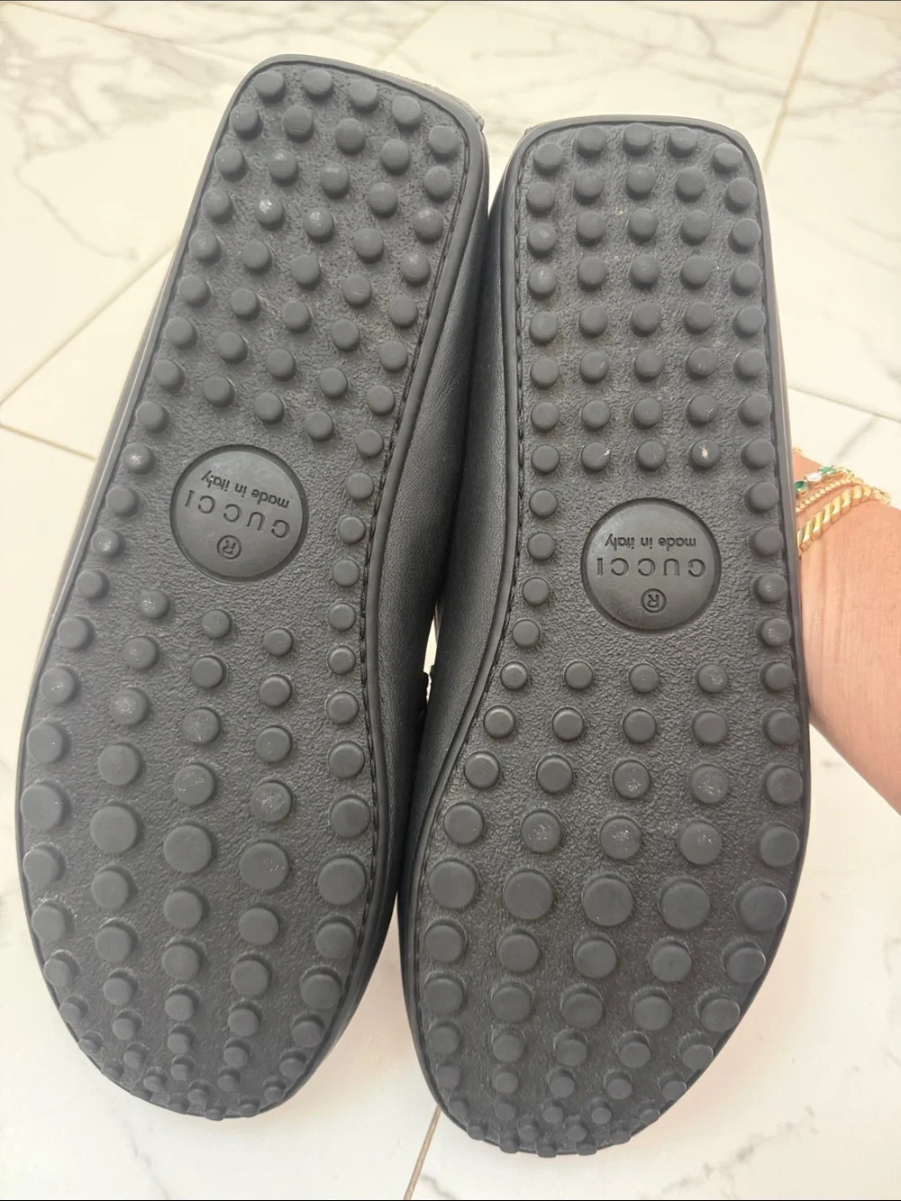Gucci Black Leather Loafers with Red & Green Web and Silver Horsebit